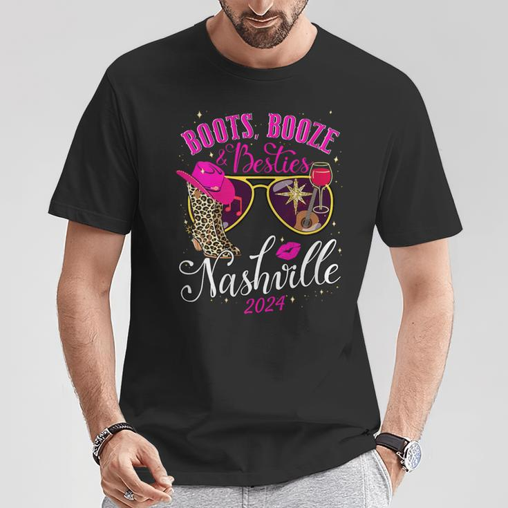 Girls Weekend Girls Trip 2024 Nashville Boots Booze Besties T-Shirt Personalized Gifts