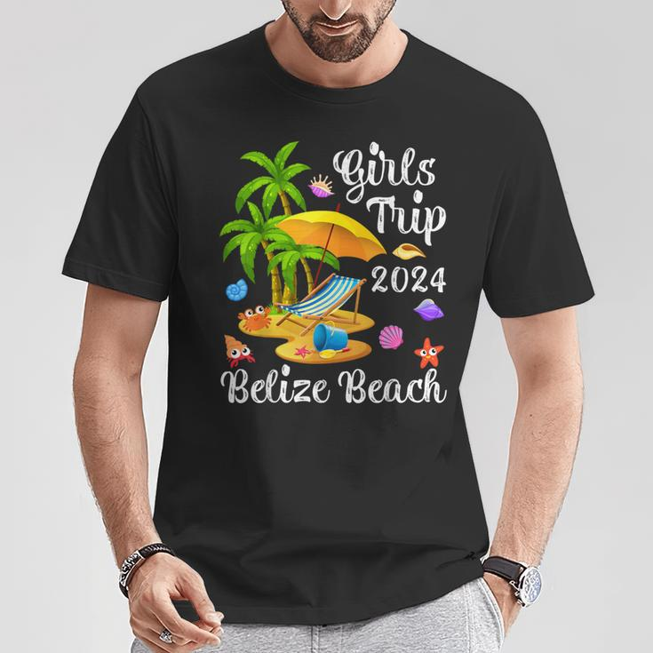 Girls Trip 2024 Palm Tree Sunset Belize Beach T-Shirt Unique Gifts