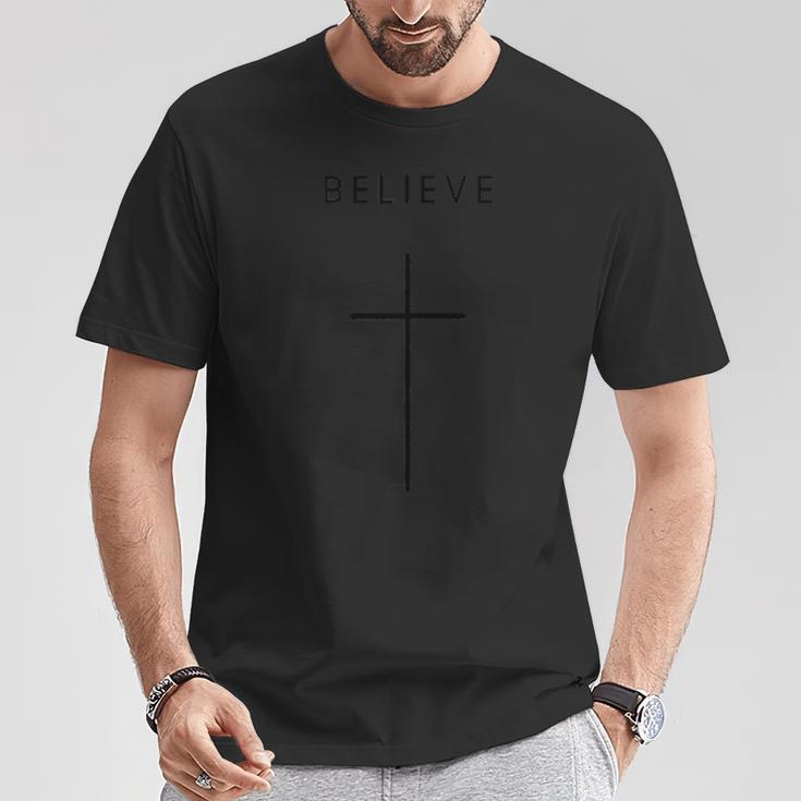 Glauben Sie Kreuz – Minimalistischer Christlicher Jesus Christus T-Shirt Lustige Geschenke