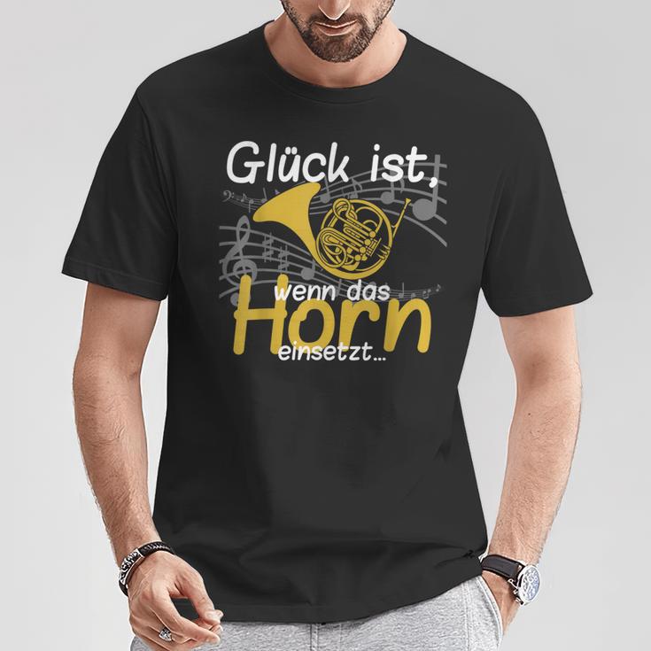 Glück Ist Wenn Das Horn Einsatzt Musician Hornist T-Shirt Lustige Geschenke