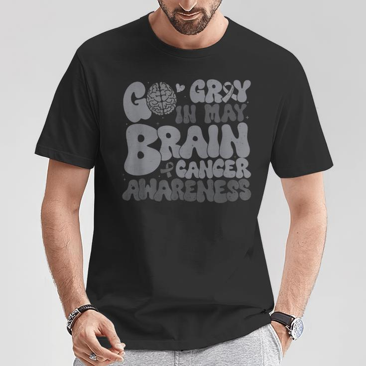 Go Gray In May For Brain Tumor Cancer Awareness Gray Ribbon T-Shirt Funny Gifts