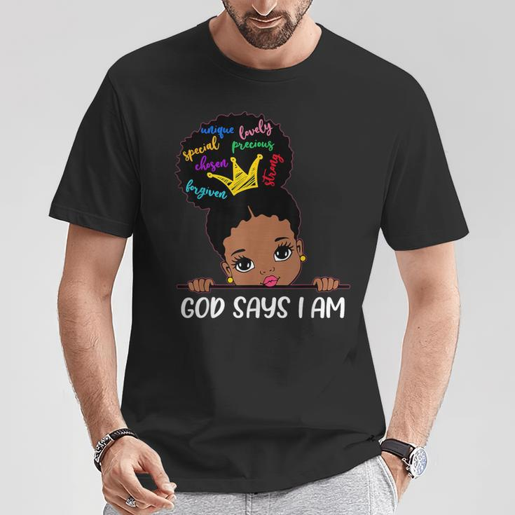 God Says I Am Melanin Girls Black History Junenth Toddler T-Shirt Personalized Gifts