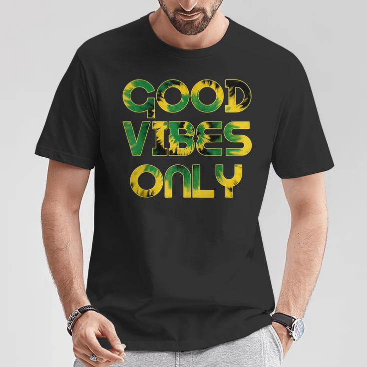 Good Vibe Only Jamaica Flag Tie Dye Positive Vibes Only T-Shirt Unique Gifts