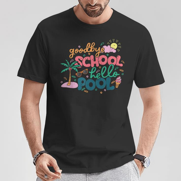 Goodbye School Hello Pool Last Day Of School Student Summer T-Shirt Personalized Gifts