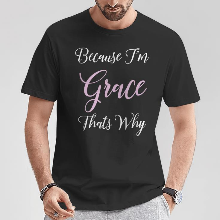 Grace Name Personalized Cute Pink Black Girl T-Shirt Unique Gifts