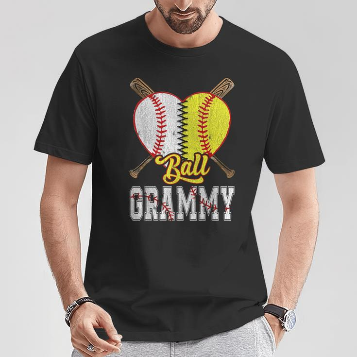 Grammy Of Both Ball Grammy Baseball Softball Pride T-Shirt Funny Gifts