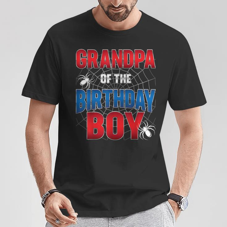 Grandpa Of Birthday Boy Costume Spider Web Birthday Party T-Shirt Personalized Gifts