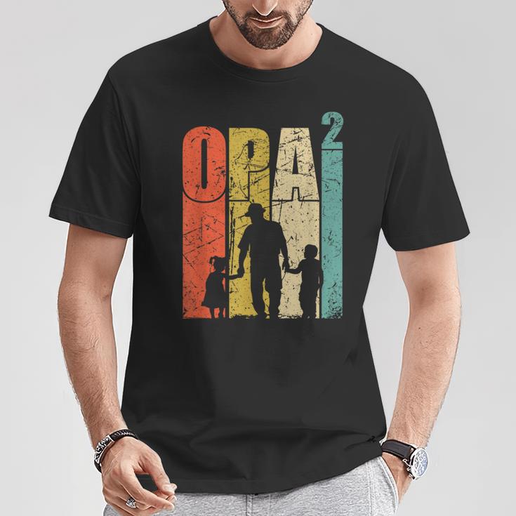 Grandpa Hoch 2 Doppelfach Opa Der Opa Mit 2 Grandchildren T-Shirt Lustige Geschenke