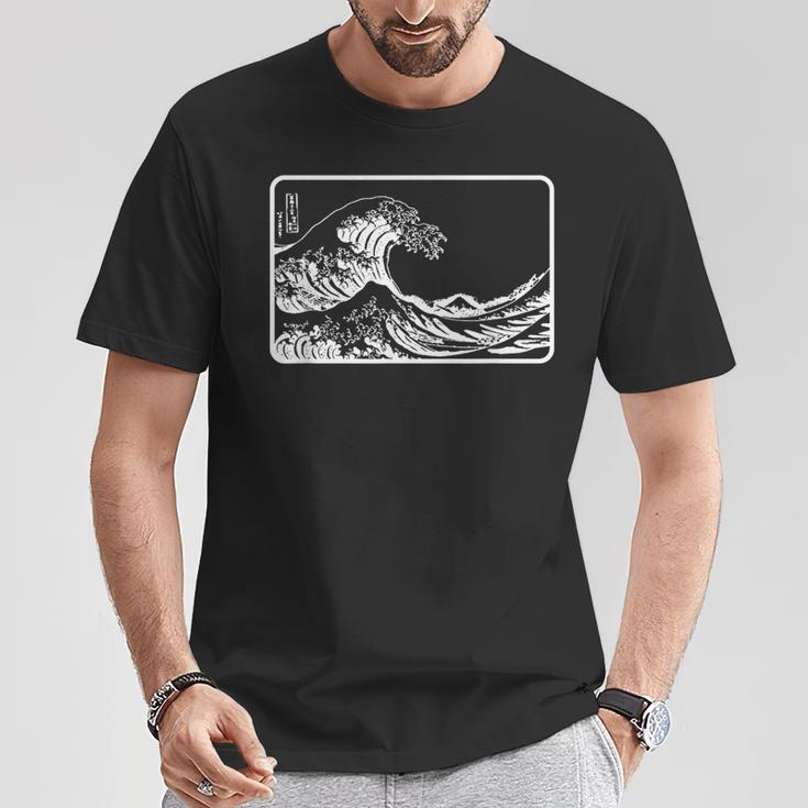 Great Wave Off Kanagawa Outline T-Shirt Unique Gifts