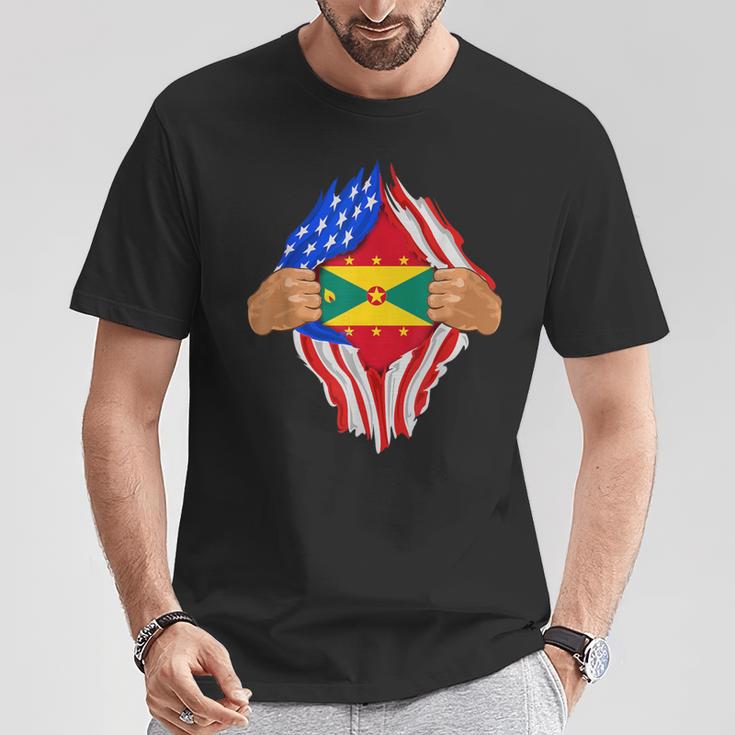 Grenadian Blood Inside Me Grenada Flag T-Shirt Unique Gifts