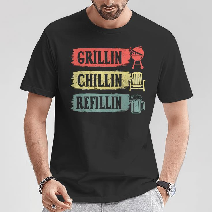 Grillin Chillin Refillin Bbq Beer Dad Husband Fathers Day T-Shirt Unique Gifts