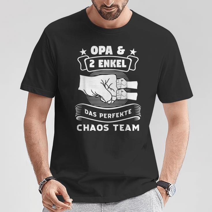 Großvater & 2 Enkel Chaos Team Schwarz T-Shirt - Familie Spaß Lustige Geschenke