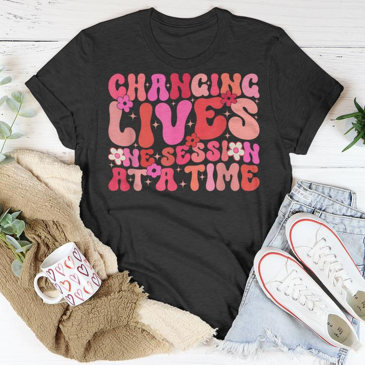 Groovy Changing Lives One Session At A Time Aba Therapist T-Shirt Unique Gifts