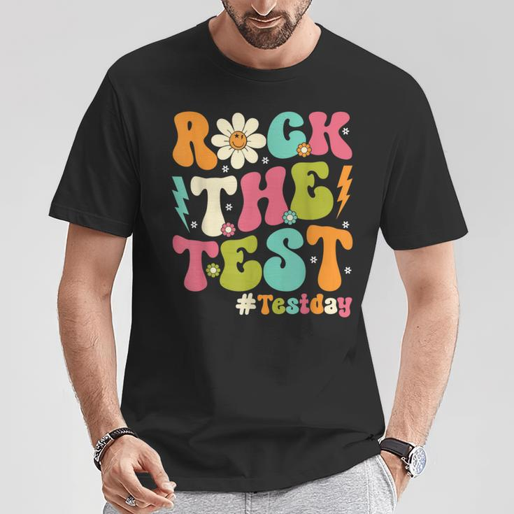 Groovy Rock The Test Motivational Retro Teachers Testing Day T-Shirt Unique Gifts