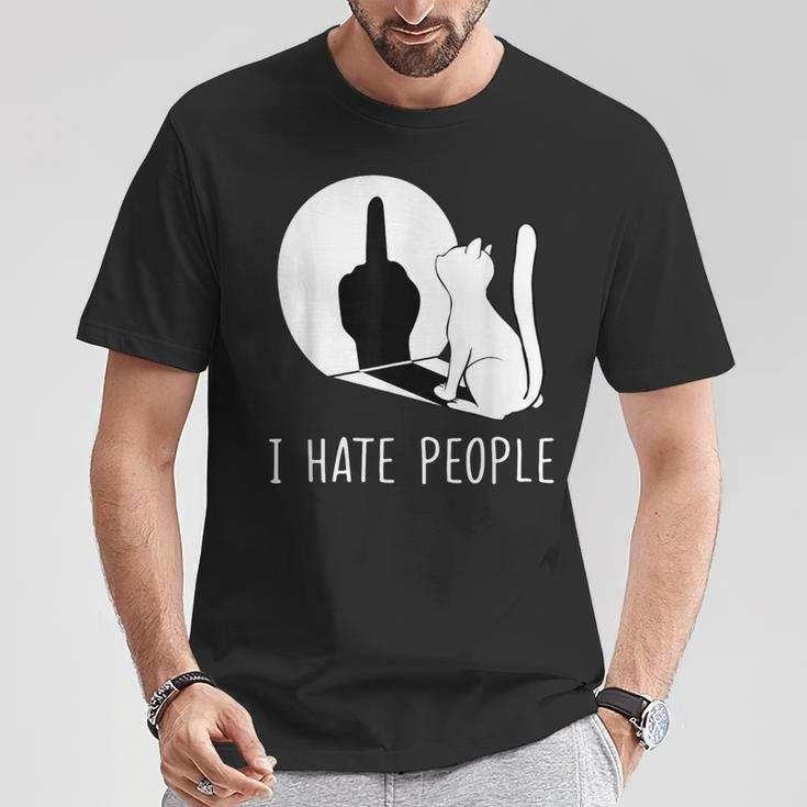 Grumpy Kitten Cats I Don't Like People Cat I Hate People Cat T-Shirt Funny Gifts