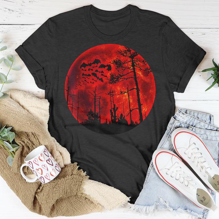 Grunge Bats Flying Gothic Blood Red Moon T-Shirt Unique Gifts