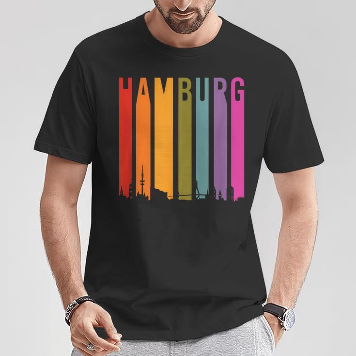 Hamburg Retro Skyline Souvenir Vintage T-Shirt Lustige Geschenke