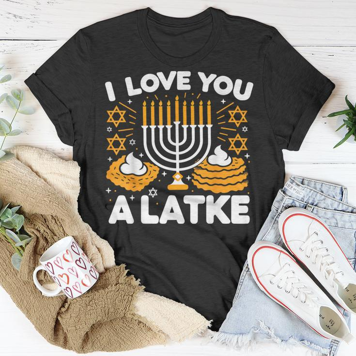 Hanukkah I Love You A Latke Pajamas Chanukah Hanukkah Pjs T-Shirt Funny Gifts