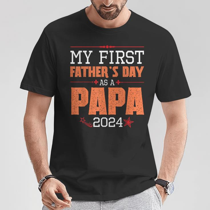 Happy My First Father's Day As A Papa 2024 Daddy Father Dad T-Shirt Funny Gifts
