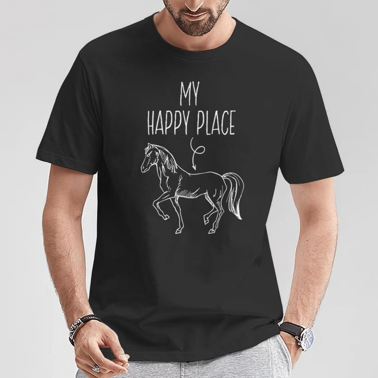 My Happy Place Horse Lover Horseback Riding Equestrian T-Shirt Unique Gifts