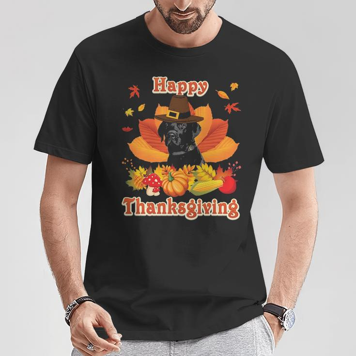 Happy Thanksgiving Black Labrador Dog I'm Thankful For My T-Shirt Unique Gifts