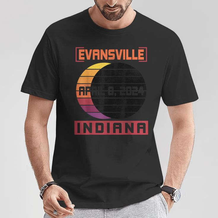 Happy Total Solar Eclipse In Evansville Indiana April 8 2024 T-Shirt Unique Gifts