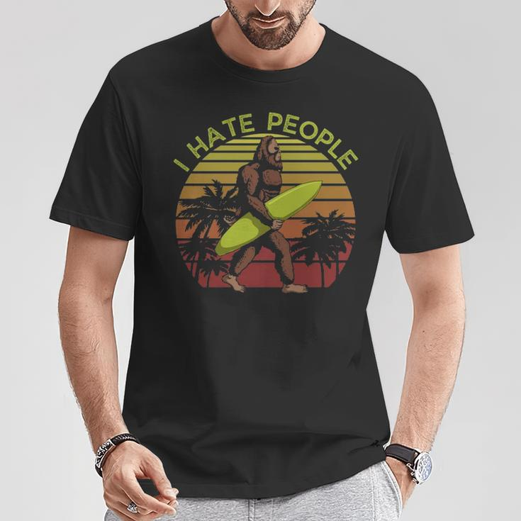I Hate People Surfing Bigfoot Sasquatch Big Foot Bel T-Shirt Unique Gifts