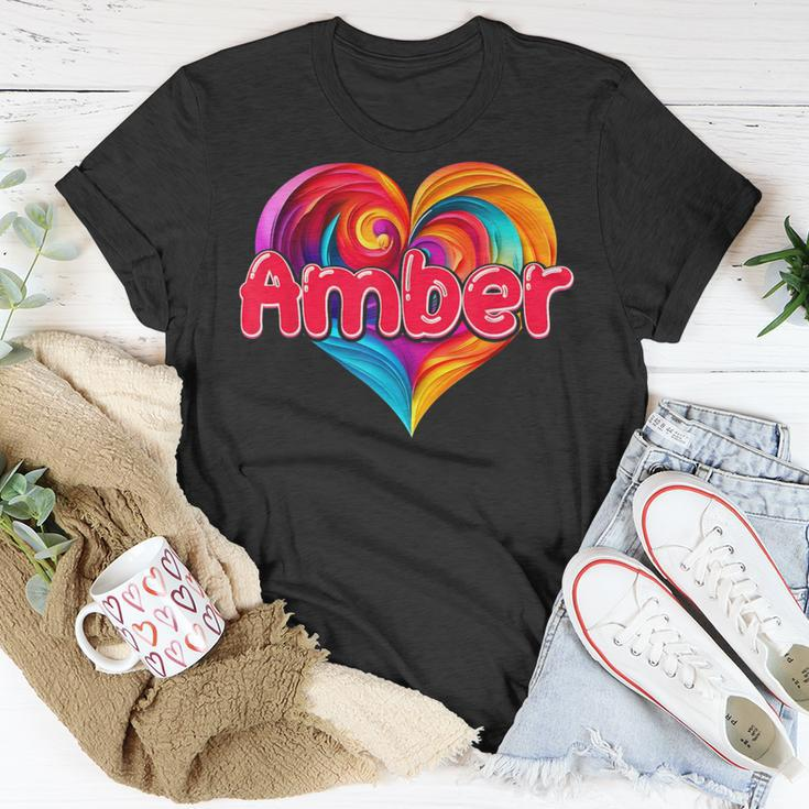 I Heart Love Amber First Name Colorful Named T-Shirt Funny Gifts