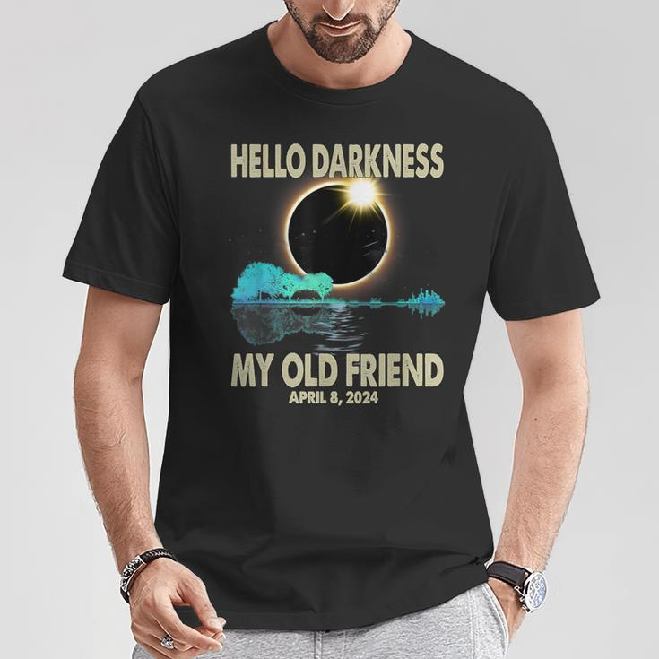 Hello Darkness My Friend Solar Eclipse 2024 April 8 T- T-Shirt Unique Gifts