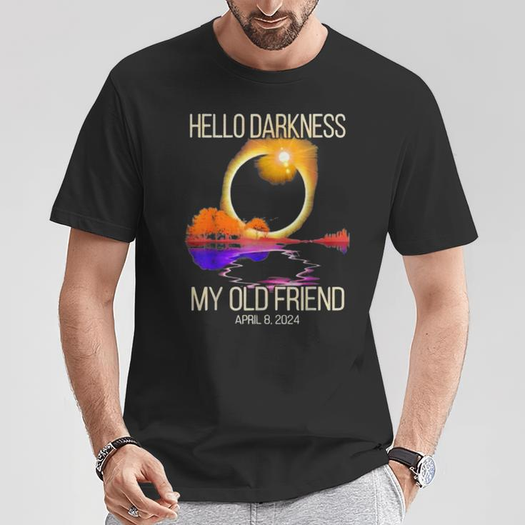Hello Darkness My Old Friend Eclipse Solar April 08 2024 T-Shirt Personalized Gifts