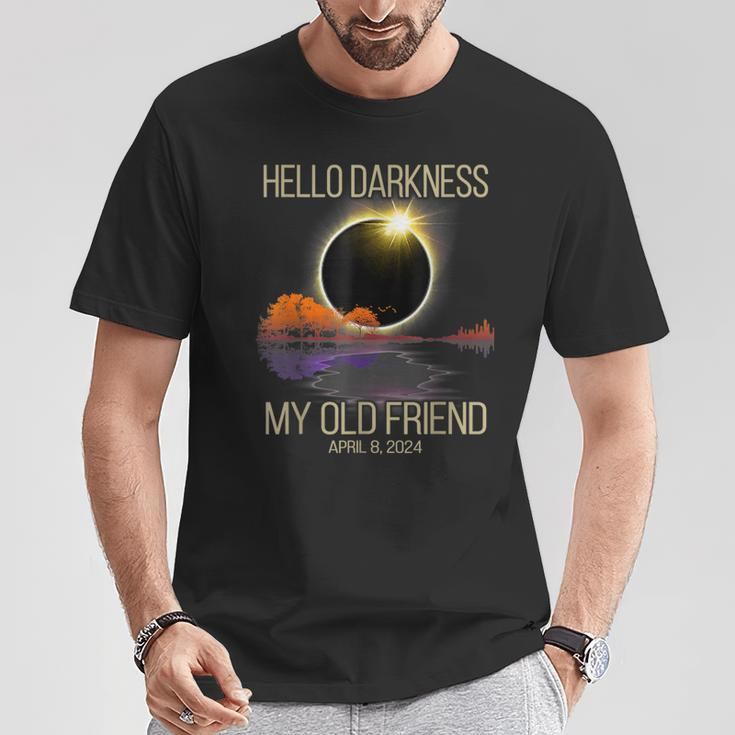 Hello Darkness My Old Friend Solar Eclipse April 08 2024 T-Shirt Unique Gifts