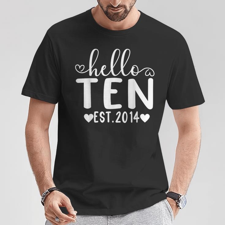 Hello Ten Est 2014 10 Years Old 10Th Birthday For Girls Boys T-Shirt Funny Gifts