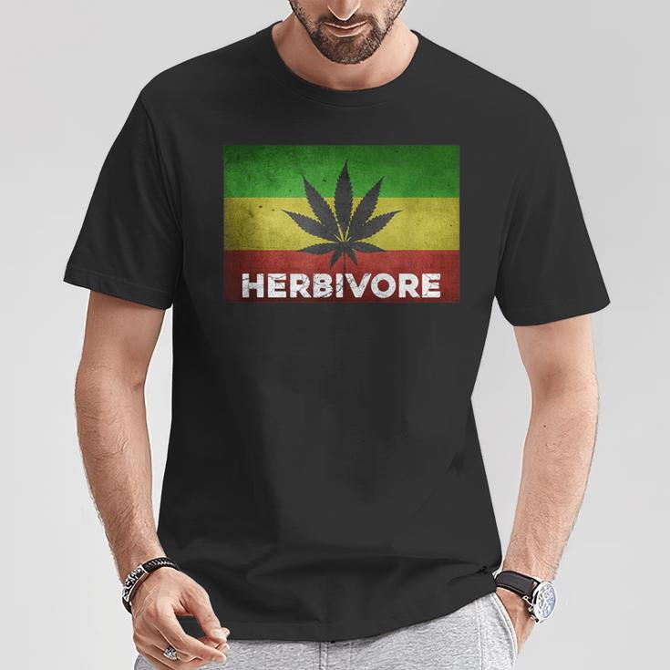 Herbivore Pun Marijuana Weed Cannabis Leaf Jamaican T-Shirt Unique Gifts