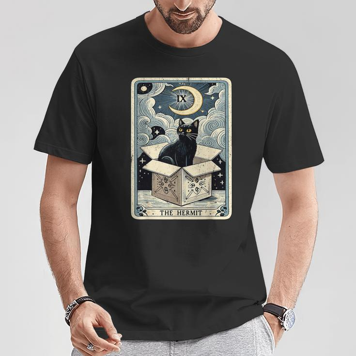 The Hermit Tarot Card Cat In Box Mystic Cat T-Shirt Funny Gifts