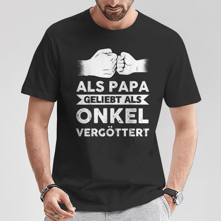 Herren Als Papa Geliebt Als Onkelergöttert Papa Onkel T-Shirt Lustige Geschenke