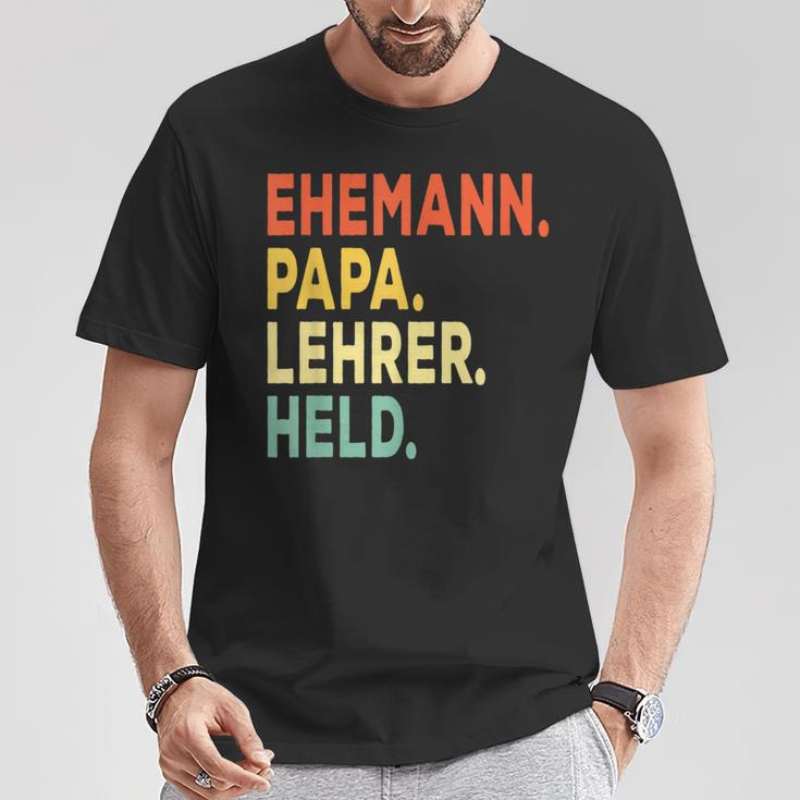 Herren Ehemann Papa Lehrer Held Retro-Jahrgangatertag T-Shirt Lustige Geschenke