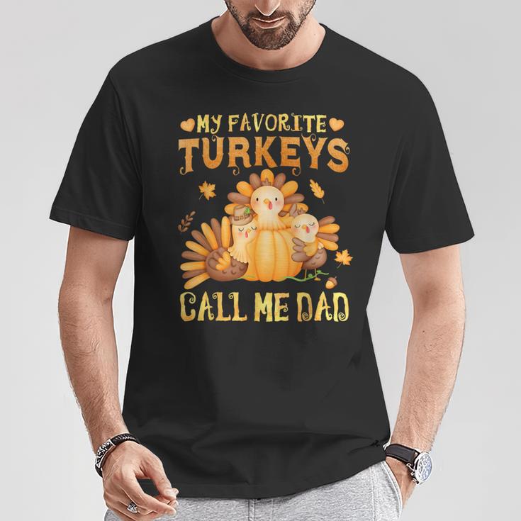 Herren Meine Lieblingstruthähne Nennen Mich Papa Lustiger Herbst Thanksgiving T-Shirt Lustige Geschenke