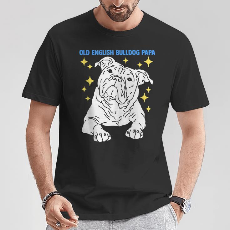 Herren Old English Bulldog Papa Herrchen Old English Bulldog T-Shirt Lustige Geschenke