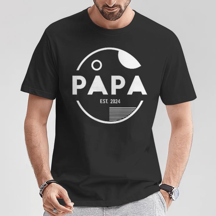 Herren Papa 2024Ater 2024 Befördert Zum Papa Est 2024 T-Shirt Lustige Geschenke