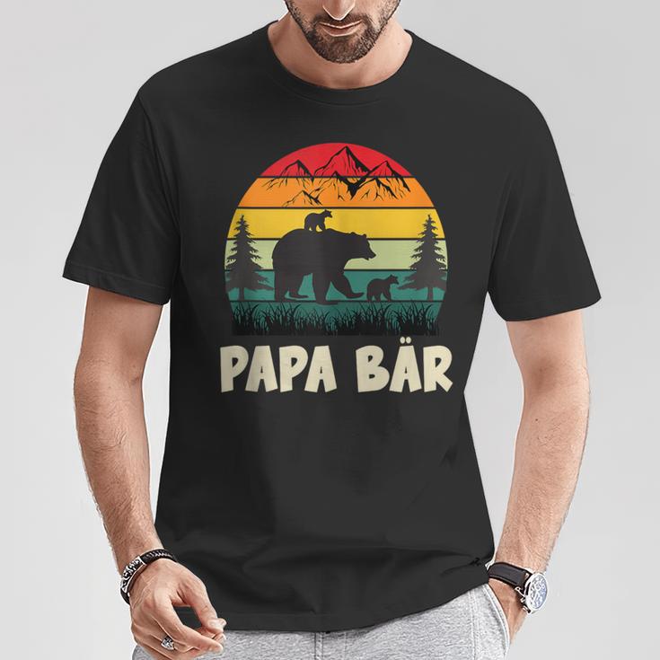 Herren Papa Bär Mit Zwillingenatertag Retroater & Opa Geschenk T-Shirt Lustige Geschenke