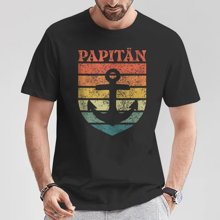 Herren Papa Wortspiel Kapitänatertag Papitän T-Shirt Lustige Geschenke