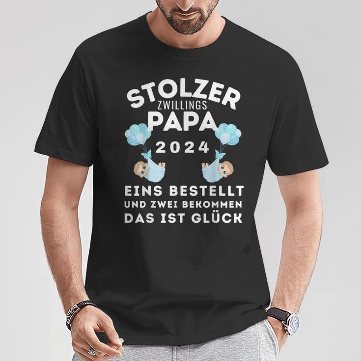 Herren Papaon Zwillingen 2024On Zwillingsjungen Zumatertag T-Shirt Lustige Geschenke