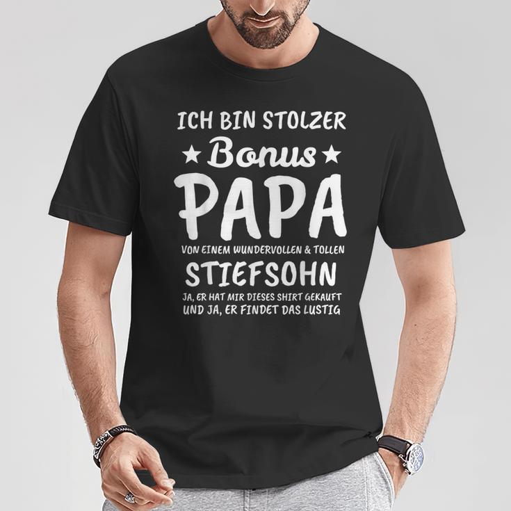 Herren Stiefvater Stiefsohn Bonus Papa T-Shirt Lustige Geschenke