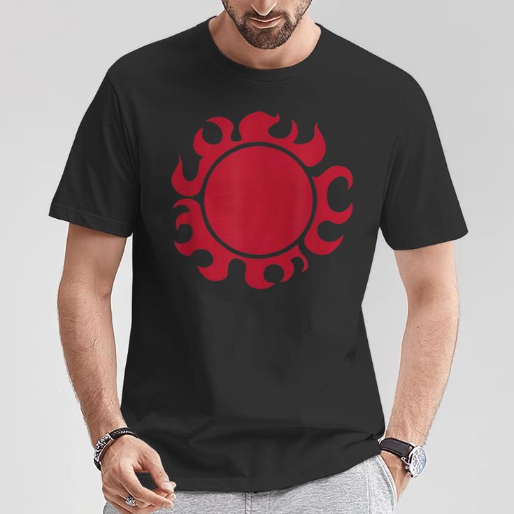 Herren T-Shirt Rotes Tribal-Sonnenmotiv, Grafiktee Schwarz Lustige Geschenke