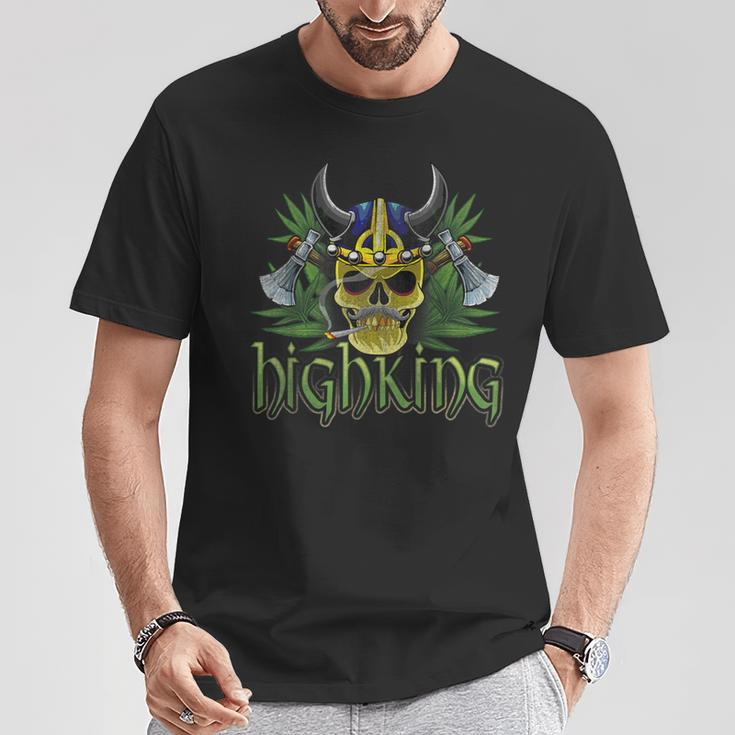 High King Skull Cannabis Smoker Marijuana Smoking Viking T-Shirt Unique Gifts