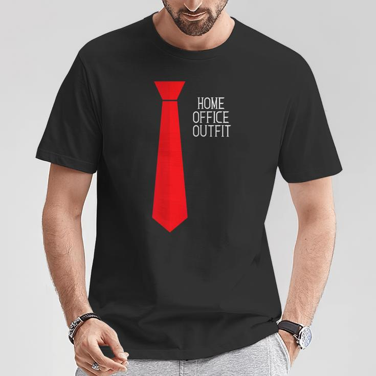 Home Office Outfit Red Tie Telecommute Working From Home T-Shirt Unique Gifts