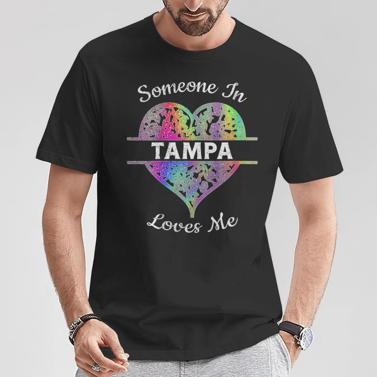Hometown Rainbow Pride Heart Someone In Tampa Loves Me T-Shirt Unique Gifts