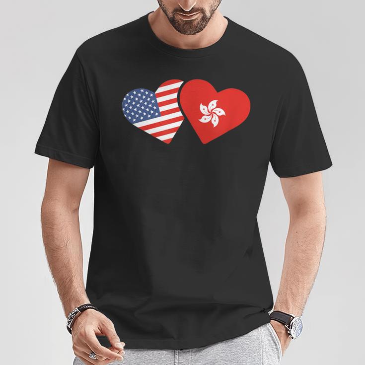 Hong Kong Usa FlagHeart Hongkonger American Love T-Shirt Unique Gifts