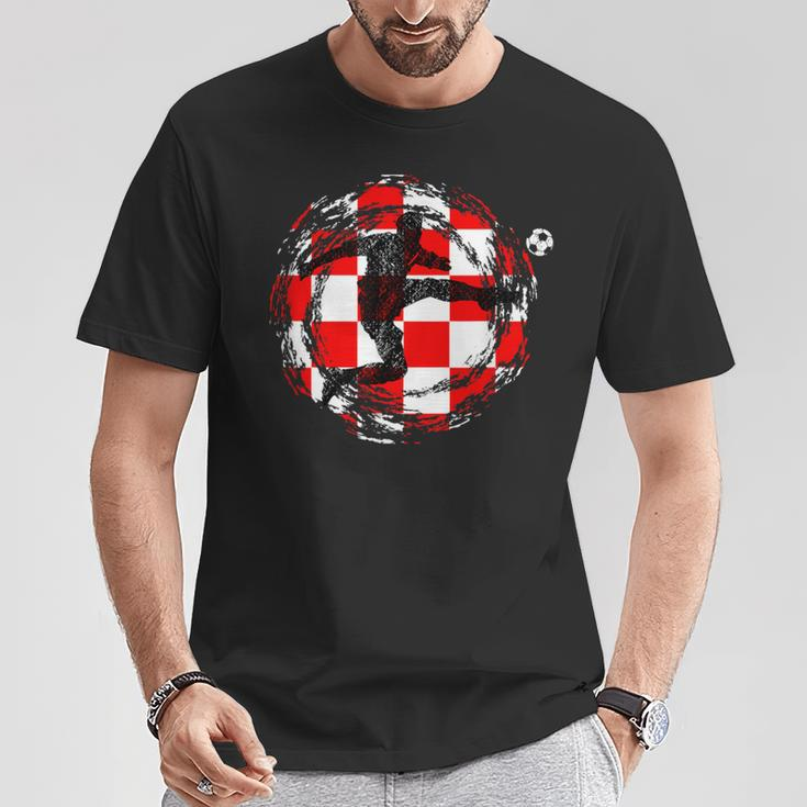Hrvatska Kockasti Nogomet Football Croatia Fan Item T-Shirt Lustige Geschenke