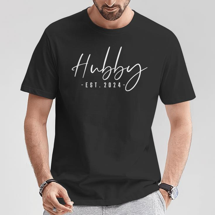 Hubby Est 2024 Just Married Honeymoon Husband Wedding Couple T-Shirt Personalized Gifts